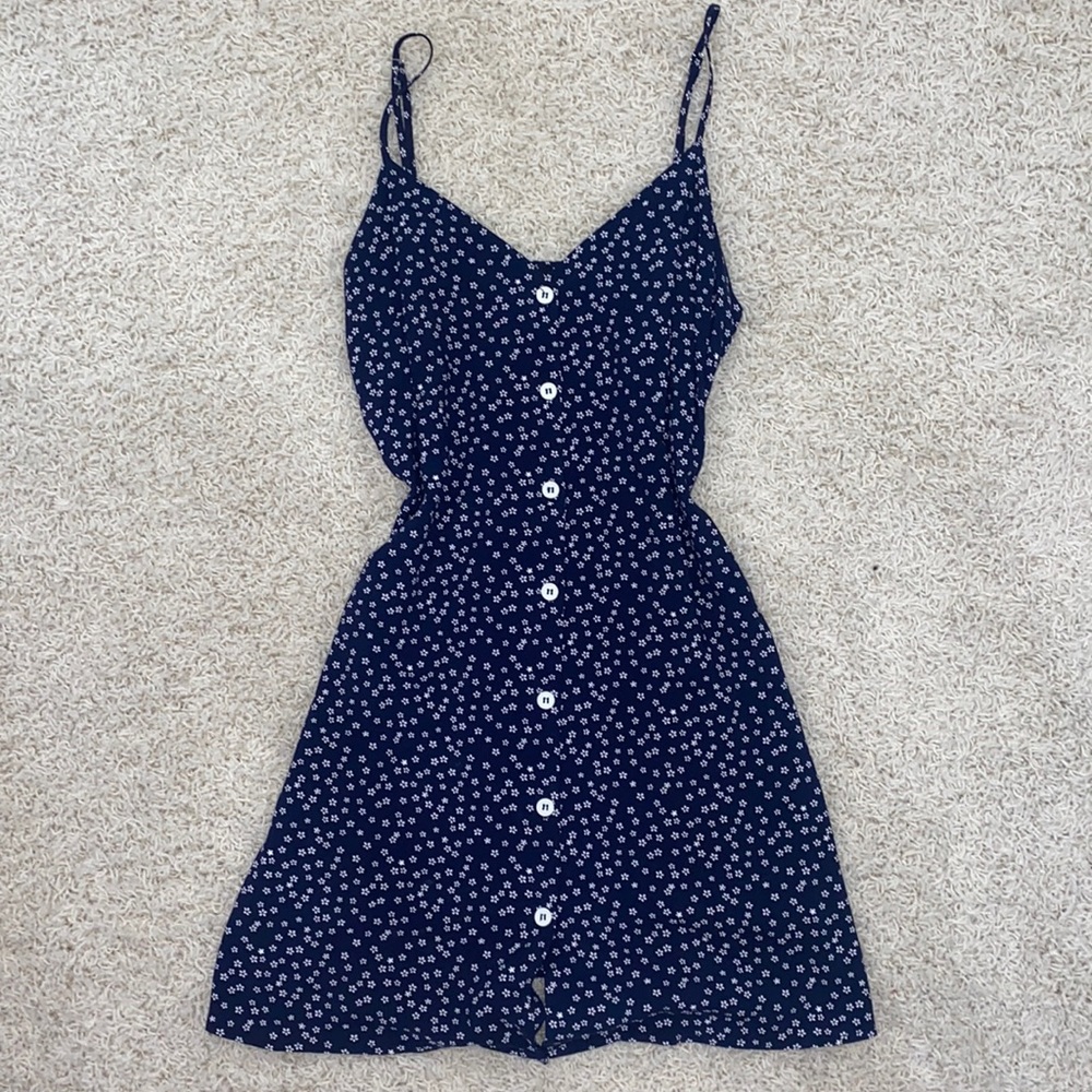 Navy Blue/White floral mini dress